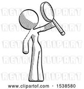 Clip Art of Retro Lady Inspecting with Large Magnifying Glass Facing up by Leo Blanchette