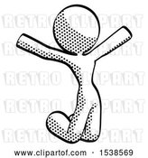 Clip Art of Retro Lady Jumping or Kneeling with Gladness by Leo Blanchette