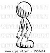 Clip Art of Retro Lady Kneeling Angle View Left by Leo Blanchette