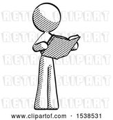 Clip Art of Retro Lady Reading Book While Standing up Facing Away by Leo Blanchette