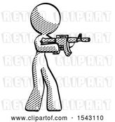Clip Art of Retro Lady Shooting Automatic Assault Weapon by Leo Blanchette