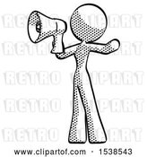 Clip Art of Retro Lady Shouting into Megaphone Bullhorn Facing Left by Leo Blanchette