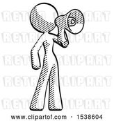 Clip Art of Retro Lady Shouting into Megaphone Bullhorn Facing Right by Leo Blanchette