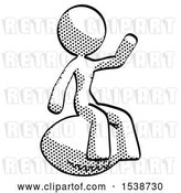 Clip Art of Retro Lady Sitting on Giant Football by Leo Blanchette