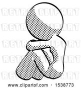 Clip Art of Retro Lady Sitting with Head down Back View Facing Left by Leo Blanchette