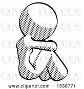 Clip Art of Retro Lady Sitting with Head down Back View Facing Right by Leo Blanchette