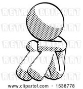 Clip Art of Retro Lady Sitting with Head down Facing Angle Left by Leo Blanchette