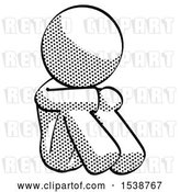 Clip Art of Retro Lady Sitting with Head down Facing Angle Right by Leo Blanchette