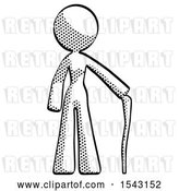 Clip Art of Retro Lady Standing with Hiking Stick by Leo Blanchette