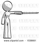 Clip Art of Retro Lady Standing with Ninja Sword Katana Pointing Right by Leo Blanchette