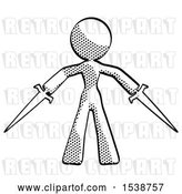 Clip Art of Retro Lady Two Sword Defense Pose by Leo Blanchette