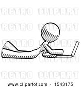Clip Art of Retro Lady Using Laptop Computer While Lying on Floor Side View by Leo Blanchette