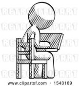 Clip Art of Retro Lady Using Laptop Computer While Sitting in Chair View from Back by Leo Blanchette