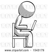 Clip Art of Retro Lady Using Laptop Computer While Sitting in Chair View from Side by Leo Blanchette