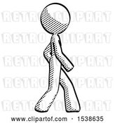 Clip Art of Retro Lady Walking Right Side View by Leo Blanchette