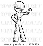 Clip Art of Retro Lady Waving Left Arm with Hand on Hip by Leo Blanchette