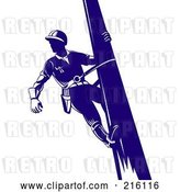 Clip Art of Retro Lineman on a Pole - 2 by Patrimonio