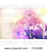 Clip Art of Retro Lit Floral Bouquet Background of Daisies and Roses by KJ Pargeter