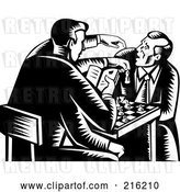 Clip Art of Retro Men Playing a Game of Chess by Patrimonio