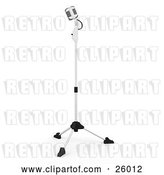 Clip Art of Retro Microphone on a Stand in a Recording Studio, on a White Background by KJ Pargeter
