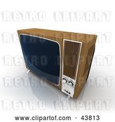 Clip Art of Retro Old Box Television Framed in Wood by