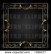 Clip Art of Retro Ornate Gold Frame Bordering Black by KJ Pargeter