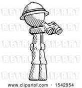 Clip Art of Retro Ranger Guy Holding Binoculars Ready to Look Right by Leo Blanchette