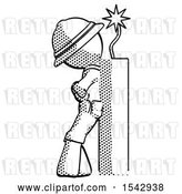 Clip Art of Retro Ranger Guy Leaning Against Dynimate, Large Stick Ready to Blow by Leo Blanchette