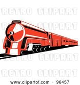 Clip Art of Retro Reddish Orange Steam Train by Patrimonio