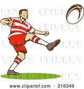 Clip Art of Retro Rugby Football Player - 10 by Patrimonio