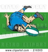 Clip Art of Retro Rugby Football Player - 11 by Patrimonio