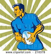 Clip Art of Retro Rugby Football Player - 12 by Patrimonio