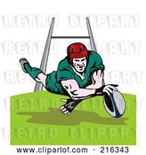 Clip Art of Retro Rugby Football Player - 15 by Patrimonio