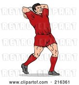 Clip Art of Retro Rugby Football Player - 3 by Patrimonio