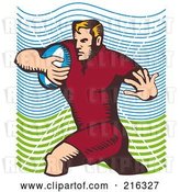 Clip Art of Retro Rugby Football Player - 30 by Patrimonio