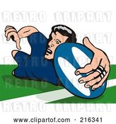 Clip Art of Retro Rugby Football Player - 35 by Patrimonio