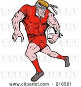 Clip Art of Retro Rugby Football Player - 4 by Patrimonio
