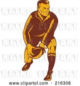 Clip Art of Retro Rugby Football Player - 43 by Patrimonio