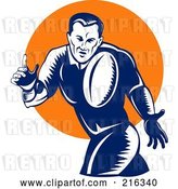 Clip Art of Retro Rugby Football Player - 44 by Patrimonio