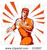 Clip Art of Retro Rugby Football Player - 48 by Patrimonio