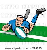 Clip Art of Retro Rugby Football Player - 50 by Patrimonio