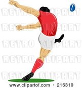 Clip Art of Retro Rugby Football Player - 57 by Patrimonio