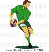 Clip Art of Retro Rugby Football Player - 59 by Patrimonio