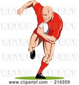 Clip Art of Retro Rugby Football Player - 62 by Patrimonio