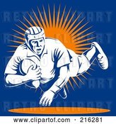 Clip Art of Retro Rugby Football Player - 65 by Patrimonio