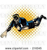 Clip Art of Retro Rugby Football Player - 66 by Patrimonio