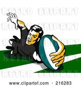 Clip Art of Retro Rugby Football Player - 67 by Patrimonio