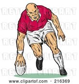 Clip Art of Retro Rugby Football Player - 68 by Patrimonio