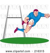 Clip Art of Retro Rugby Football Player - 9 by Patrimonio