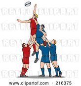Clip Art of Retro Rugby Football Players in Action - 10 by Patrimonio